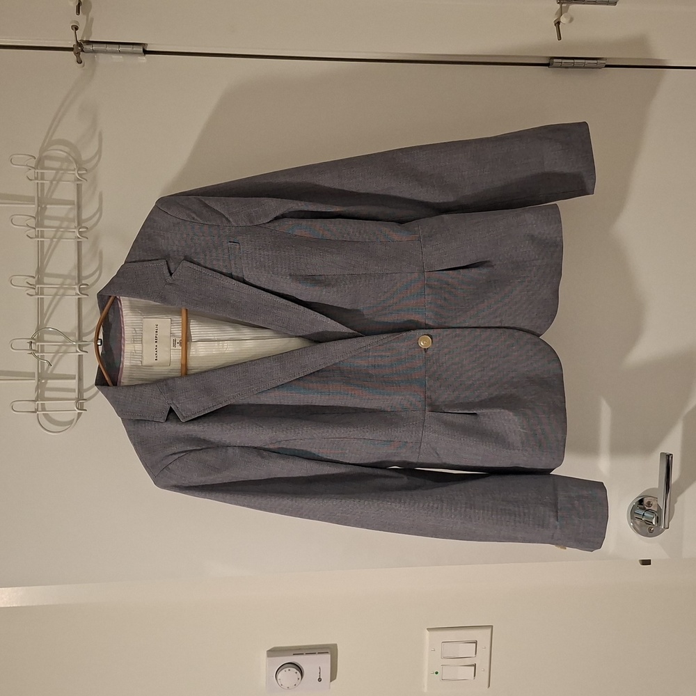 Banana Republic Blue Peplum Cotton Stretch Single-breasted Blazer (Size US 8)